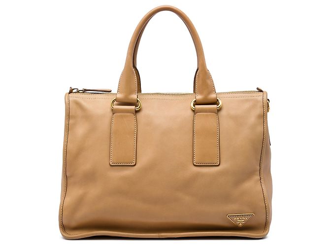 Prada Brown Soft Calf Satchel Camel