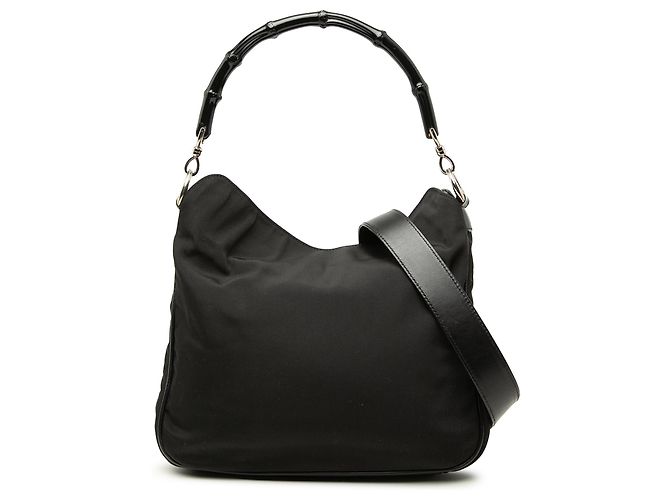 Bamboo Borsa Satchel Gucci in nylon nero con bambù