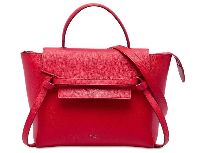 Belt Bag Céline Bolsa de cintura Celine em couro de bezerro micro grão vermelho