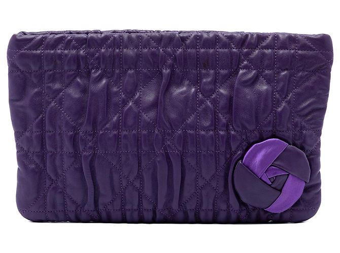 Clutch Dior Cannage Rose in vitello viola Porpora Viola scuro