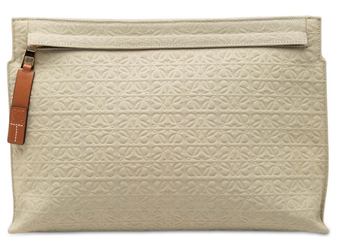 Clutch LOEWE Beige Anagram Canvas Repeat T