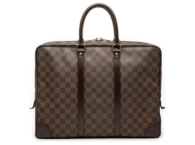 Louis Vuitton Brown Damier Ebene Porte Documents Voyage PM Marrom