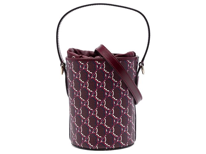 Mini borsa secchiello Gucci Red GG Supreme Shadow Rosso Bordò