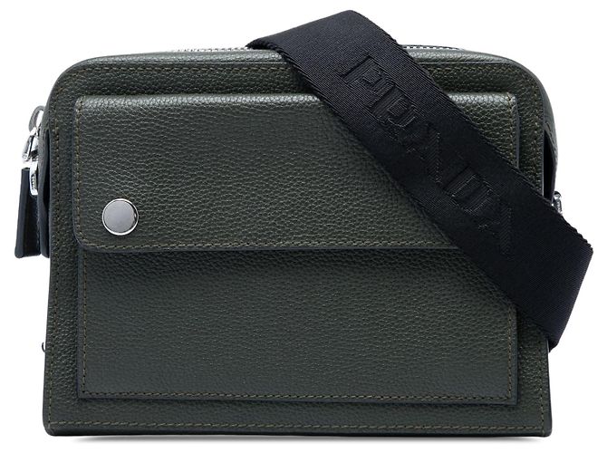 Bolsa crossbody Prada em couro granulado marrom Caqui