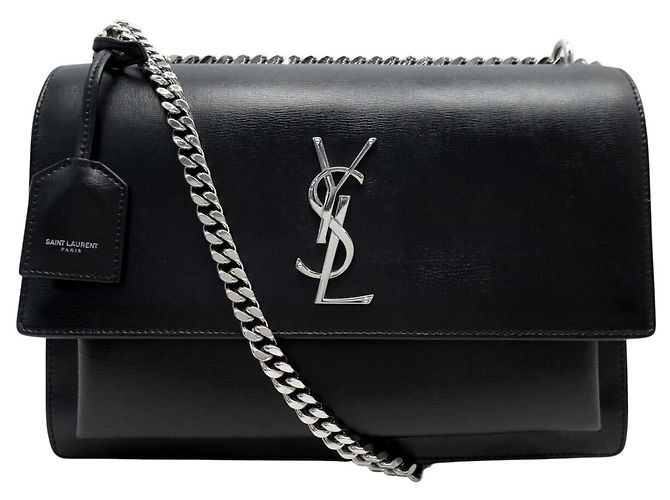 Autre Marque BORSA SAINT LAURENT SUNSET LARGE 498779 PELLE NERA TRACOLLA Nero