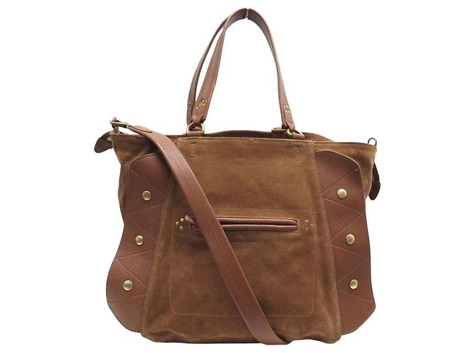 BOLSA DE MÃO JEROME DREYFUSS ROGER 3664884118984 EM COURO E CAMURÇA MARROM BAG