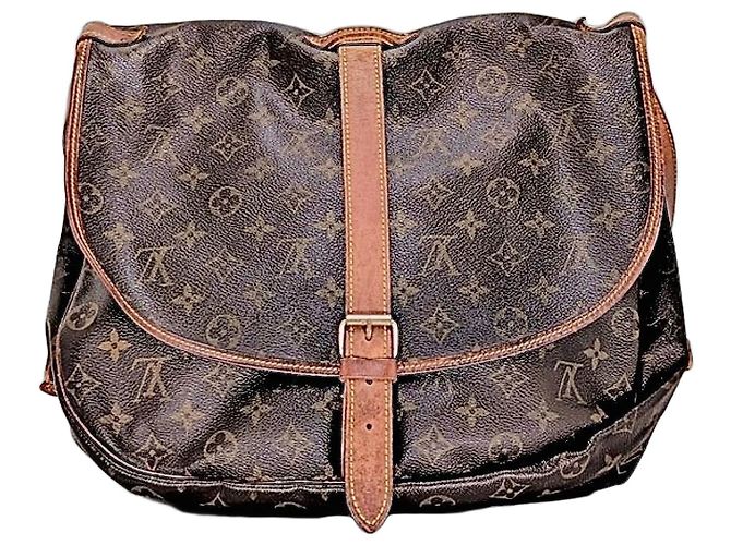 Saumur Borsa a tracolla Louis Vuitton Monogrammed in pelle marrone