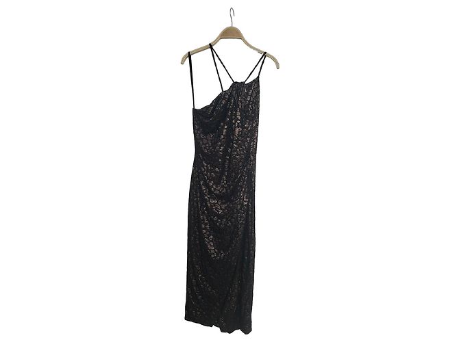 Iro Schwarzes und goldenes Maxikleid mit Leopardenprint