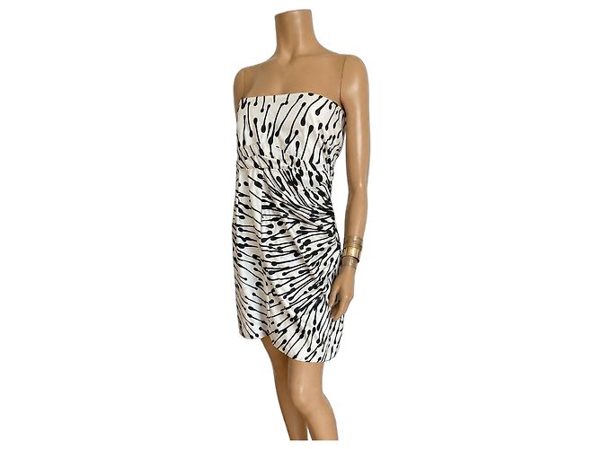 Vestido bustier Gucci de algodón y seda con estampado Negro Blanco