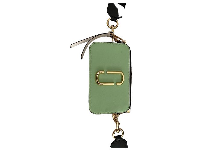 Marc Jacobs Snapshot Bolsa de Ombro Couro Verde Preto Branco Gold hardware