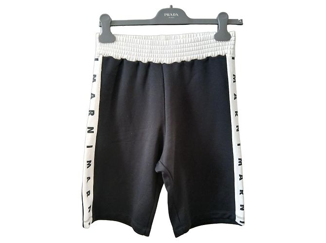 Short de sport Marni pour garçon avec logo - Noir Blanc