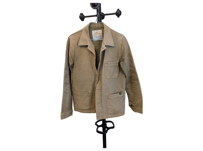 Le Mont Saint Michel Vintage Washed Work Jacket Khaki