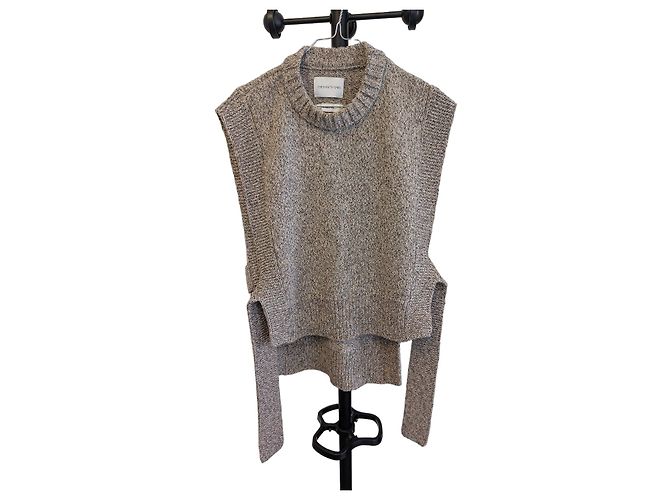Autre Marque The Knotty Ones Merinowolle Ärmellose Weste Beige Hellbraun