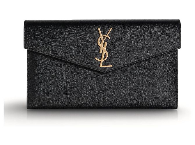 Autre Marque Saint Laurent Monogram Clutch aus schwarzem Leder