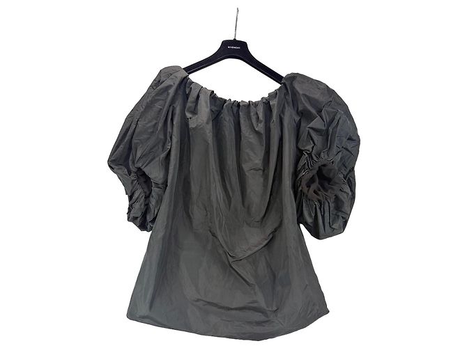 Pinko Black Polyester Puff Sleeve Top