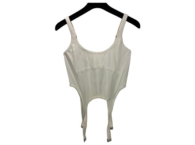 Autre Marque Dion Lee weißes Baumwoll-Corsage-Top mit Strapsen