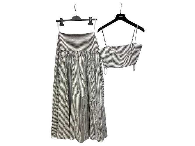 Conjunto de dos piezas de algodón a rayas Staud Blanco