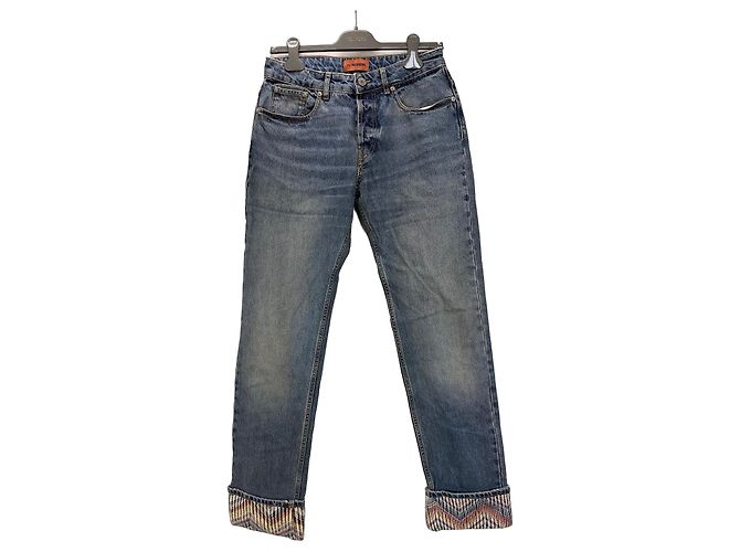 Jeans in denim blu da donna Missoni con tasche e risvolti zigzag multicolore