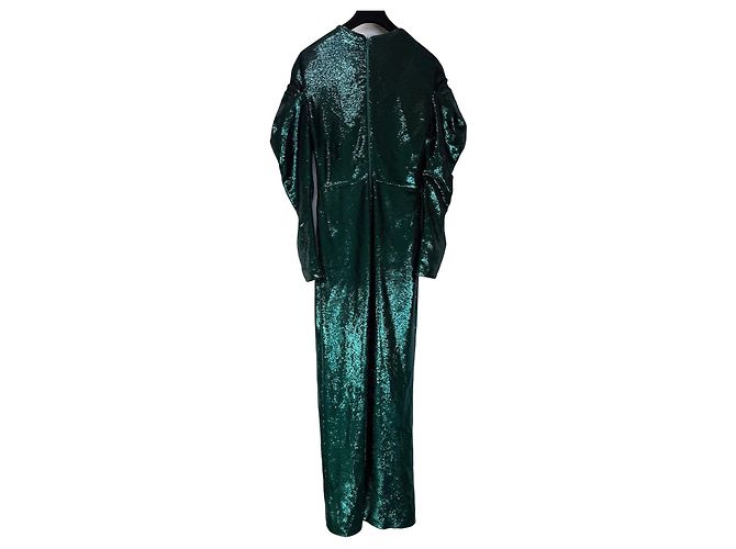 Genny Langes grünes Paillettenkleid mit langen Ärmeln
