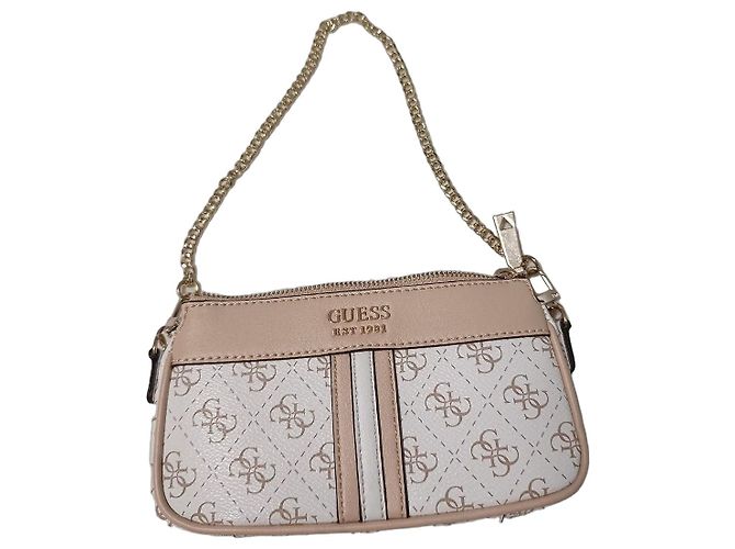 Bolsa pequena Guess Monogram Branco Multicor Bege