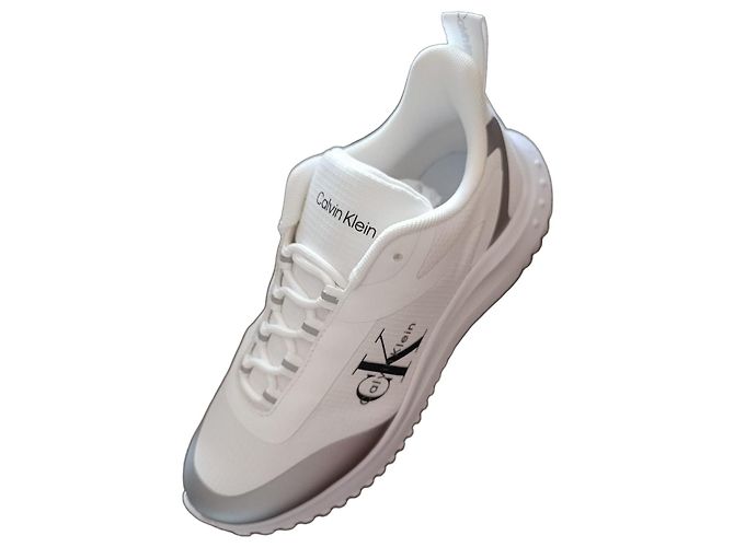 Sneakers bianche e argento Calvin Klein Bianco Metallico