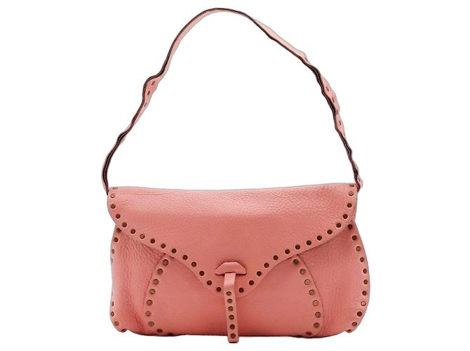 Céline Bolsa de ombro com tachas em couro rosa Celine