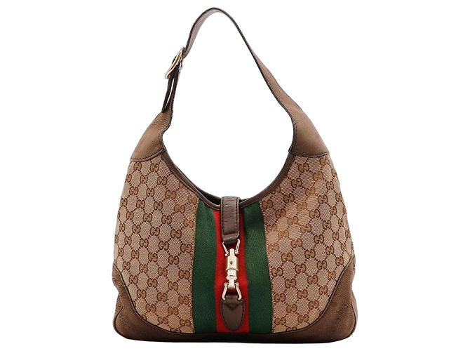 Borsa Hobo Gucci Jackie Monogram Canvas Marrone Monogramma