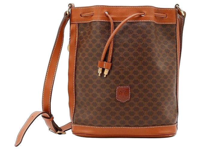Céline Bolsa Bucket Celine Macadam Marrom Monograma