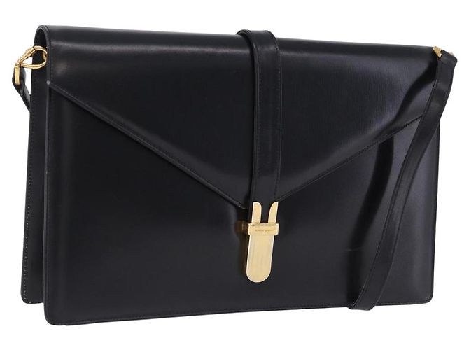 Borsa a tracolla Salvatore Ferragamo in pelle nera e oro Auth ka6079 Nero