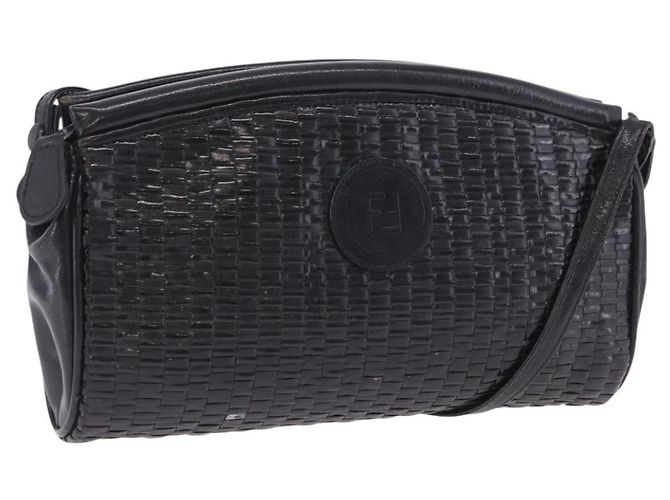 Borsa a tracolla FENDI in pelle nera Auth ti4002 Nero