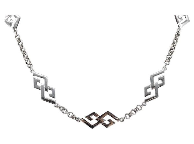 Collier GIVENCHY métal Silver Auth SW2820 Argenté