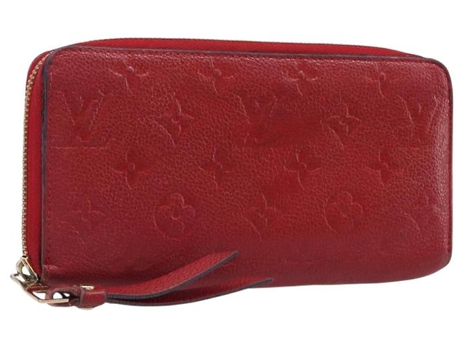 LOUIS VUITTON Monogram Empreinte Zippy Long Wallet Red M60737 LV Auth 200689