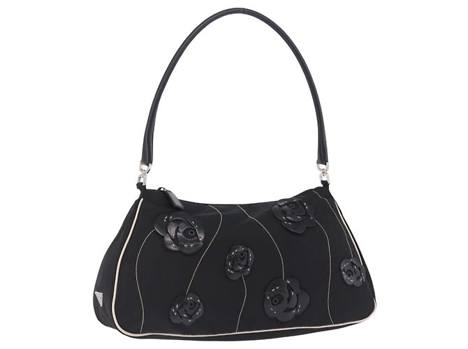 Borsa a tracolla PRADA Nylon Black Silver Auth 202952V Nero Argento