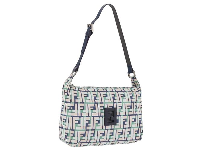 Borsa a Tracolla FENDI Zucca Canvas Mamma Baguette Multicolor Silver Auth 203230M Argento Multicolore