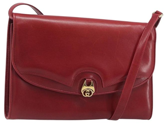 Borsa a tracolla GUCCI Interlocking G in pelle rossa e oro 121546 Auth 202982 Rosso D'oro