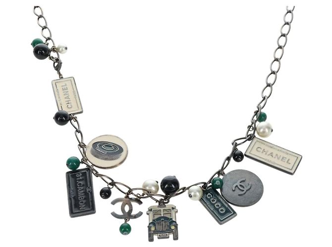 Collana CHANEL metallo Nero CC Auth 198872M