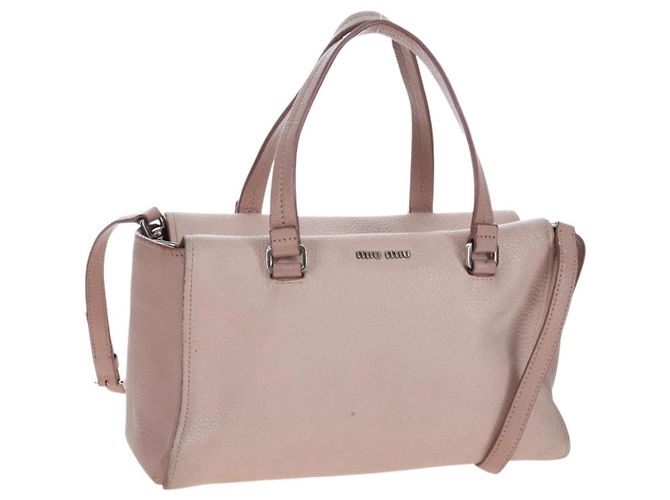 Miu Miu Vitterodino Handtasche Leder 2way Rosa Silber Auth 200774V Pink