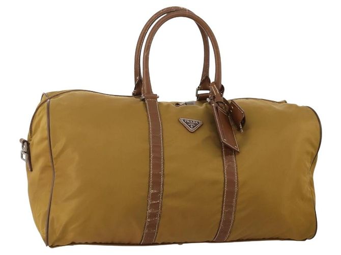 Borsa Boston PRADA Nylon Beige Silver Auth bs36871 Argento