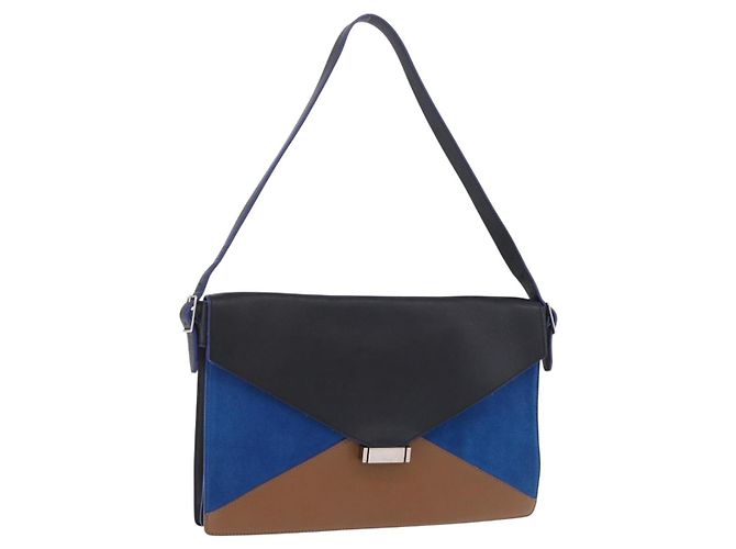 Céline Borsa a tracolla CELINE in pelle Blue Black Auth 202635A Nero