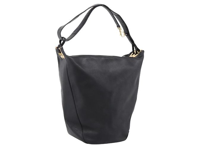 Sac à épaule BALLY en cuir noir et doré Auth ka6077A