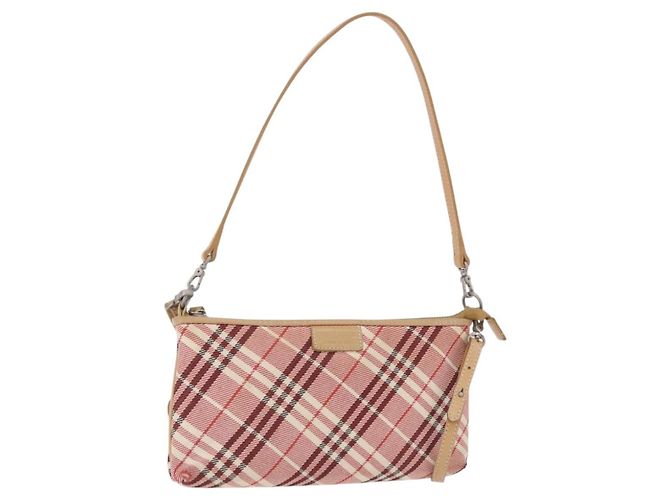 Borsa a tracolla BURBERRY Nova Check Canvas 2way Rosso Argento Auth ti4023