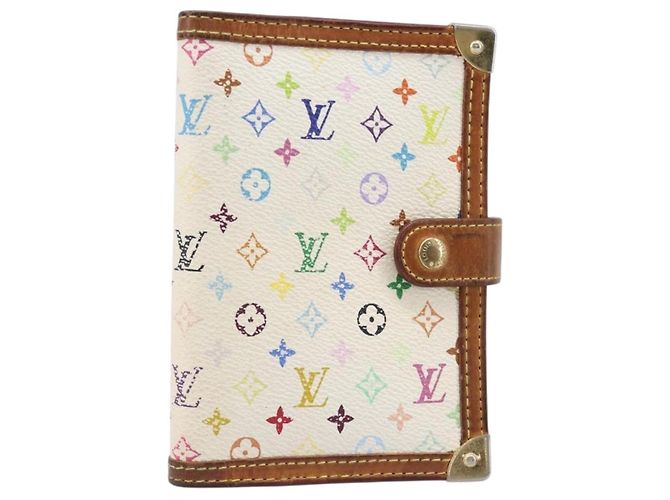 LOUIS VUITTON Monogram Multicolor Agenda PM White R21074 LV Auth BA15692 Blanco