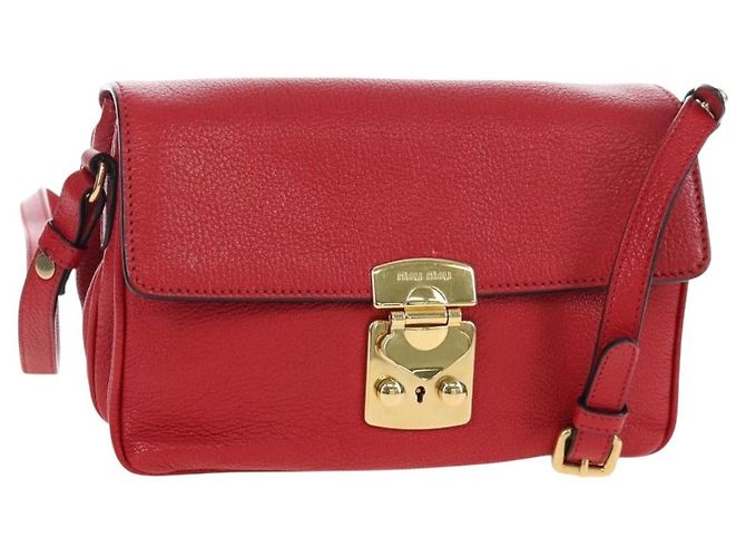 Borsa a tracolla Miu Miu in pelle rossa e oro Auth bs36964V Rosso D'oro