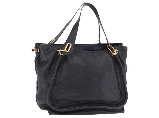 Chloé Borsa Chloe Paraty in pelle nera e oro Auth ka6106 Nero