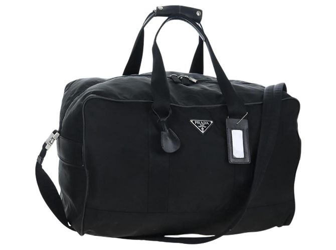 Bolsa Boston PRADA Nylon 2way Preta Prata Auth 199801A Preto