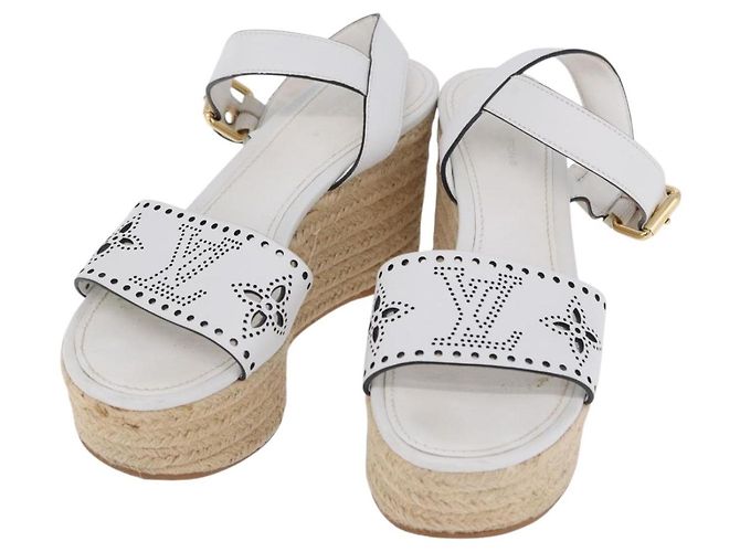 Sandali LOUIS VUITTON Star Board Line in pelle bianca LV Auth 202318M Bianco