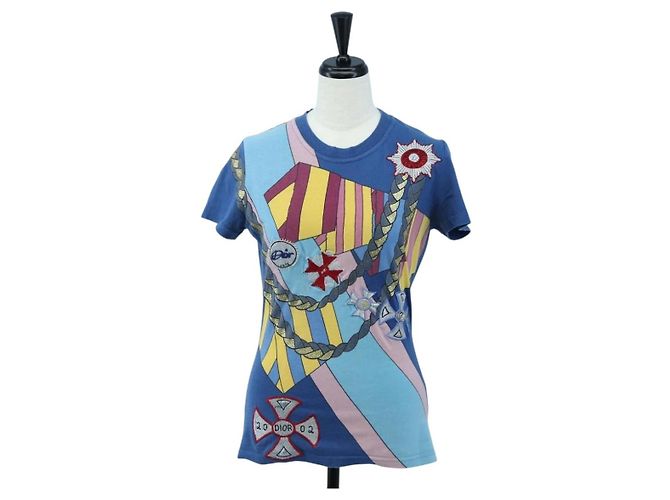 Camiseta Christian Dior de algodón Blue Auth 203044M Azul