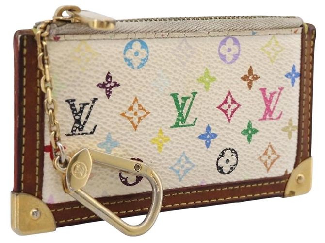 LOUIS VUITTON Monogram Multicolor Pochette Cles White M92655 LV Auth BA15747 Blanc