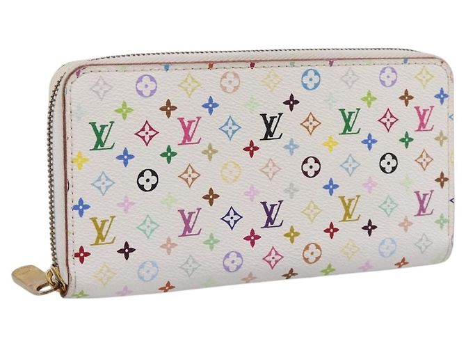 LOUIS VUITTON Monogram Multicolor Zippy Wallet White M60241 LV Auth 200392 Weiß