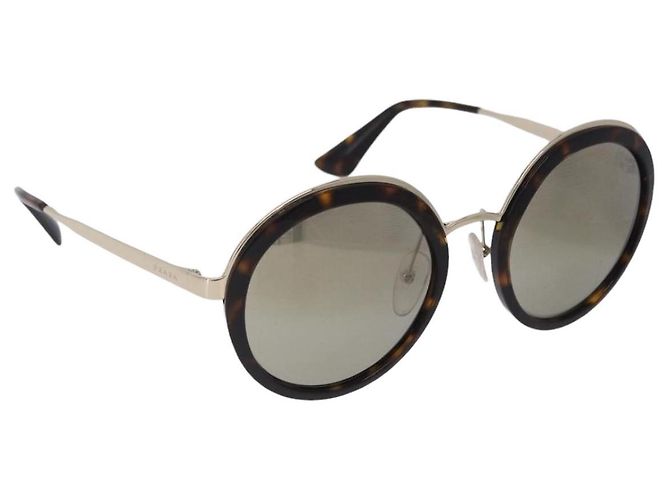 Gafas de sol PRADA Metal Brown Gold Tone Auth 203370 Castaño